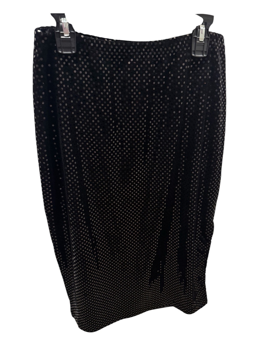 Black Velvet Polka-Dot Midi Skirt